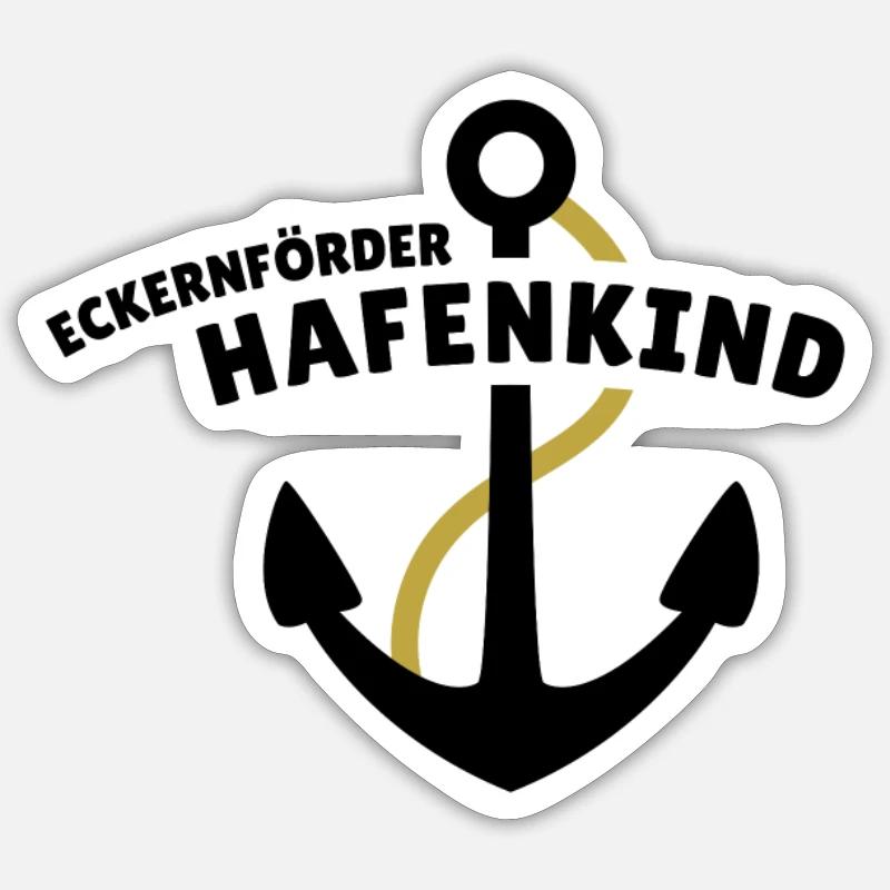 Eckernförder Hafenkind - Sticker Größe S (10 x 10 cm) - Mattweiß