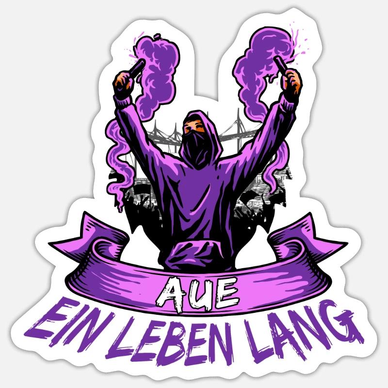 Aue ein Leben lang - Sticker Größe S (10 x 10 cm) - Mattweiß