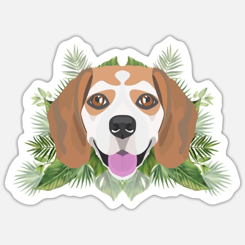 Tropical Beagle - Sticker size S (10 x 10 cm) - white matte
