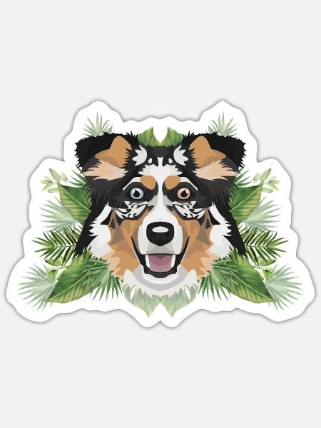Tropical Australian Shepherd - Sticker Größe S (10 x 10 cm) - Mattweiß