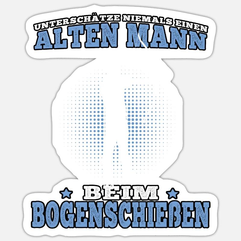 Alte Mann Bogenschießen Bogenschütze Bogenschützen - Sticker Größe S (10 x 10 cm) - Mattweiß
