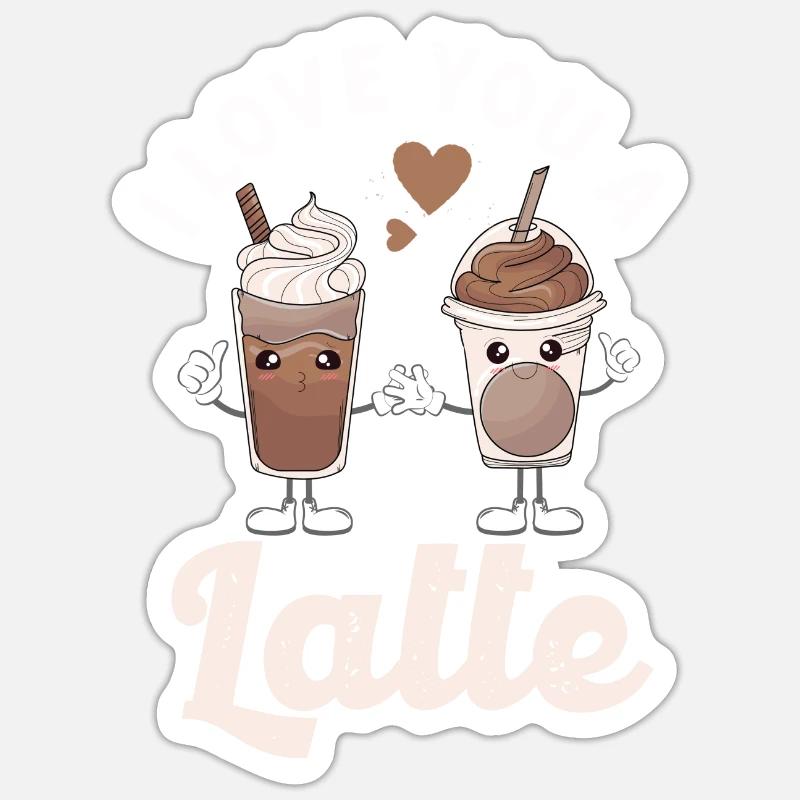 Je t’aime un latte - Sticker taille S (10 x 10 cm) - blanc mat