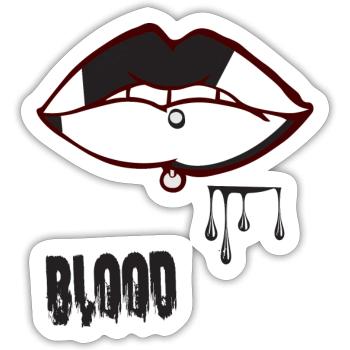piercing & blood - Sticker size S (10 x 10 cm) - white matte - Front