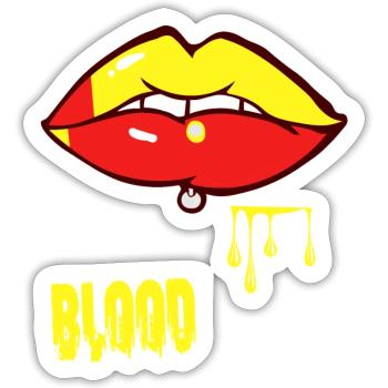 piercing & blood - Sticker size S (10 x 10 cm) - white matte - Front