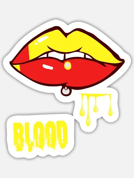piercing & blood - Sticker size S (10 x 10 cm) - white matte