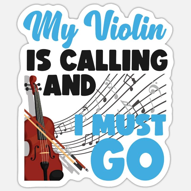 Violoniste mon violon est - Sticker taille S (10 x 10 cm) - blanc mat