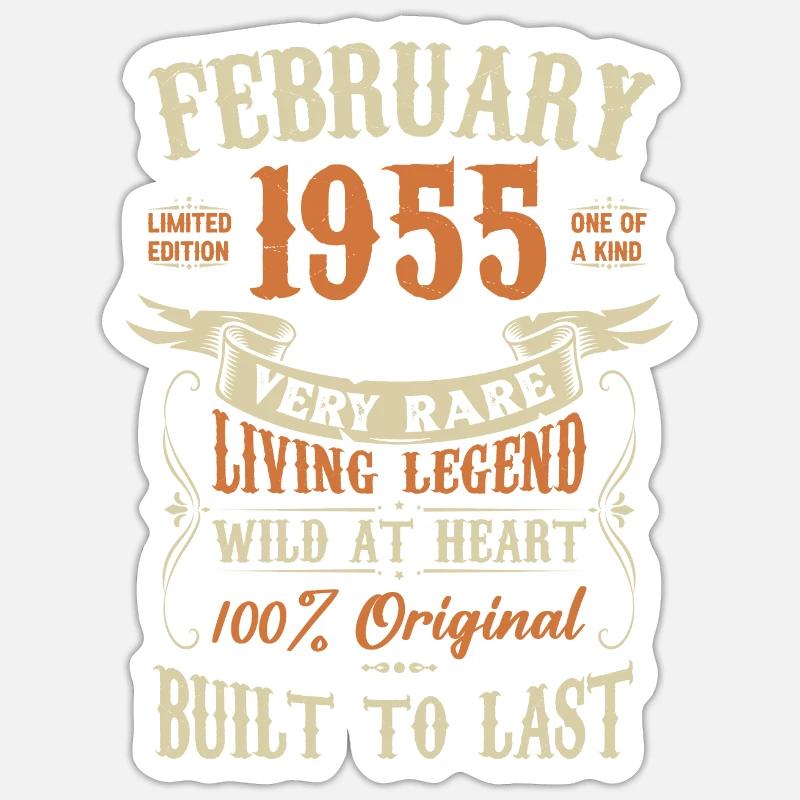 Février 1955 Cadeau d’anniversaire - Sticker taille S (10 x 10 cm) - blanc mat