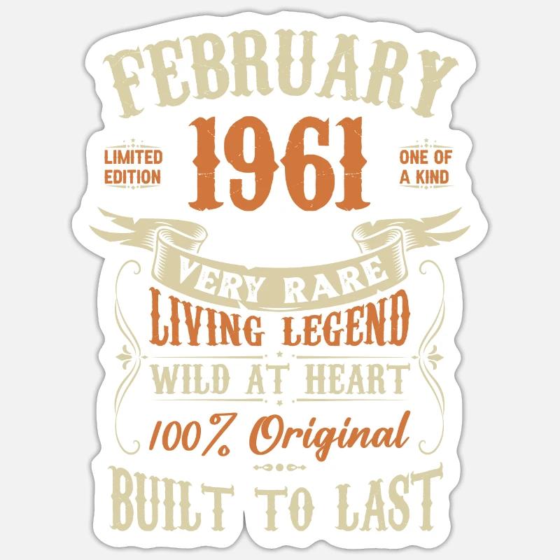 Février 1961 Cadeau d’anniversaire - Sticker taille S (10 x 10 cm) - blanc mat