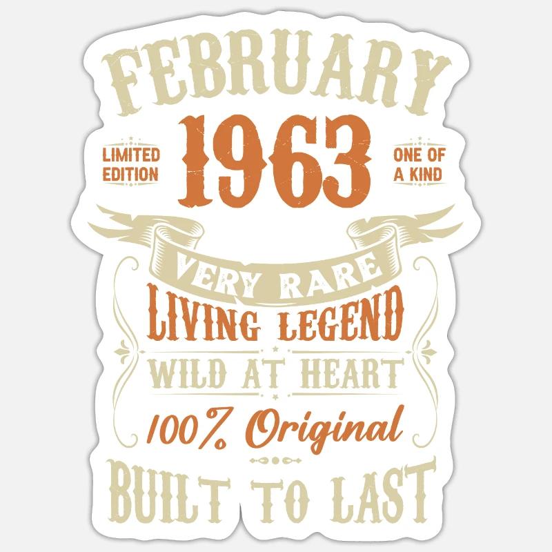 Februar 1963 Geburtstagsgeschenk - Sticker Größe S (10 x 10 cm) - Mattweiß