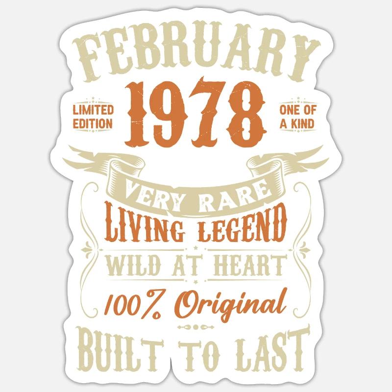 February 1978 Birthday present - Sticker size S (10 x 10 cm) - white matte