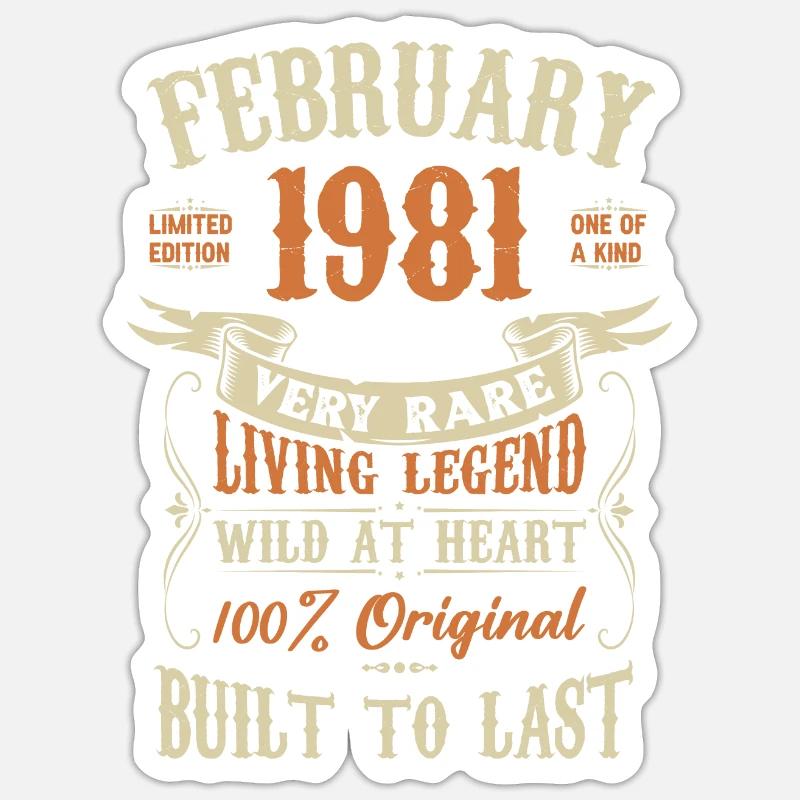 Février 1981 Cadeau d’anniversaire - Sticker taille S (10 x 10 cm) - blanc mat