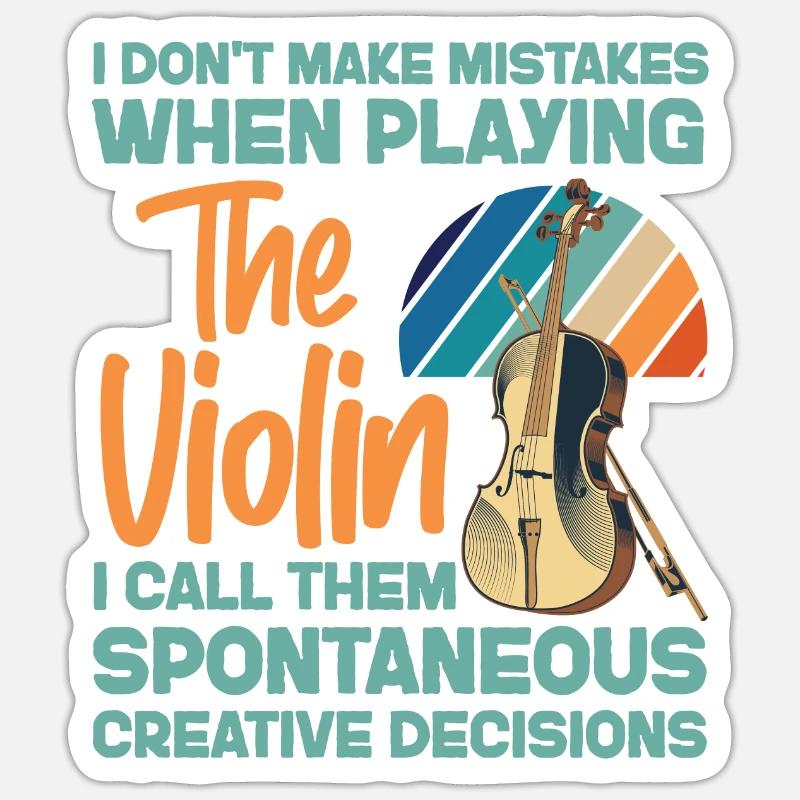 Violoniste Je ne fais pas - Sticker taille S (10 x 10 cm) - blanc mat