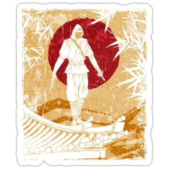 Ninja Japanese Art Vintage Fighter Retro - Sticker size S (10 x 10 cm) - white matte - Front