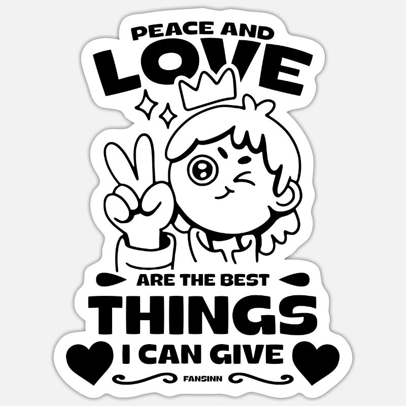 cooles Liebe und Frieden Bild - Sticker Größe S (10 x 10 cm) - Mattweiß