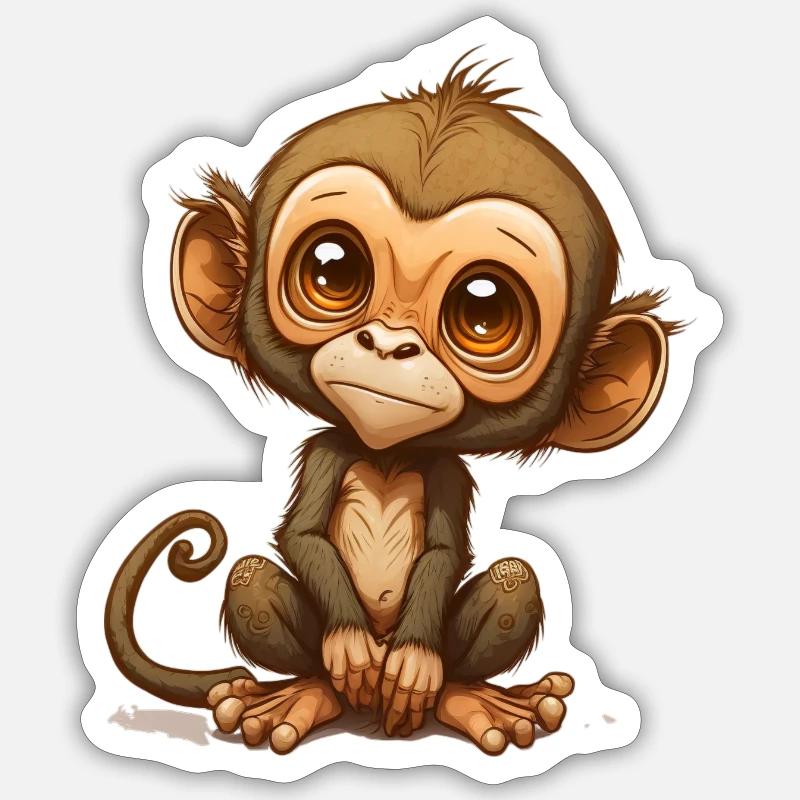 Singe mignon - Sticker taille S (10 x 10 cm) - blanc mat