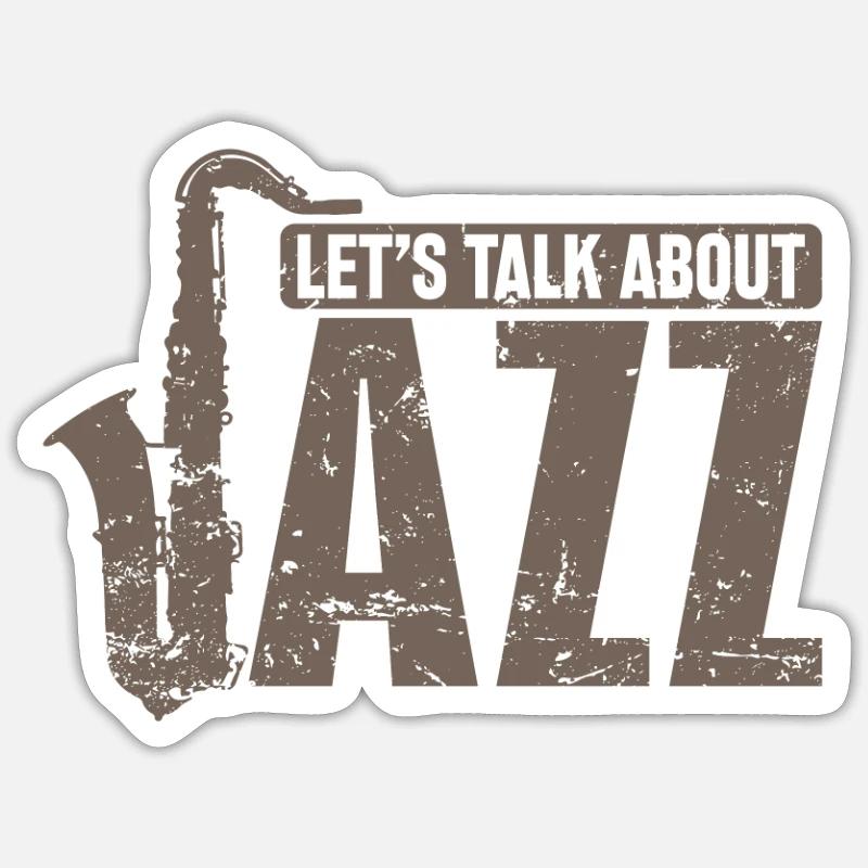 Parlons de Jazz Saxophone Blues - Sticker taille S (10 x 10 cm) - blanc mat