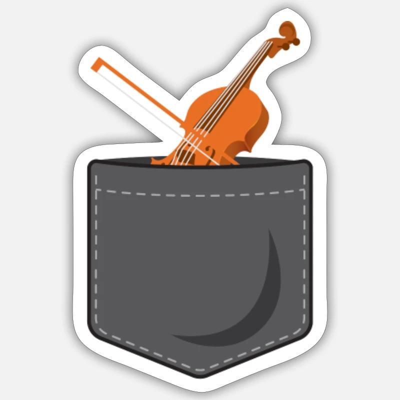 Violon Violoniste Poche - Sticker taille S (10 x 10 cm) - blanc mat