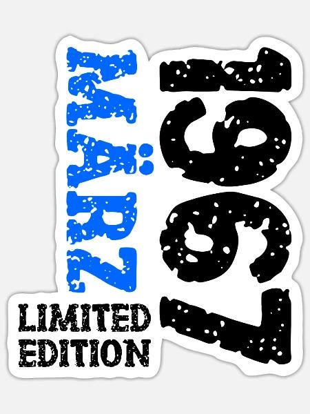 1967 März Limited Edition Geburtstag Geschenk - Sticker Größe S (10 x 10 cm) - Mattweiß