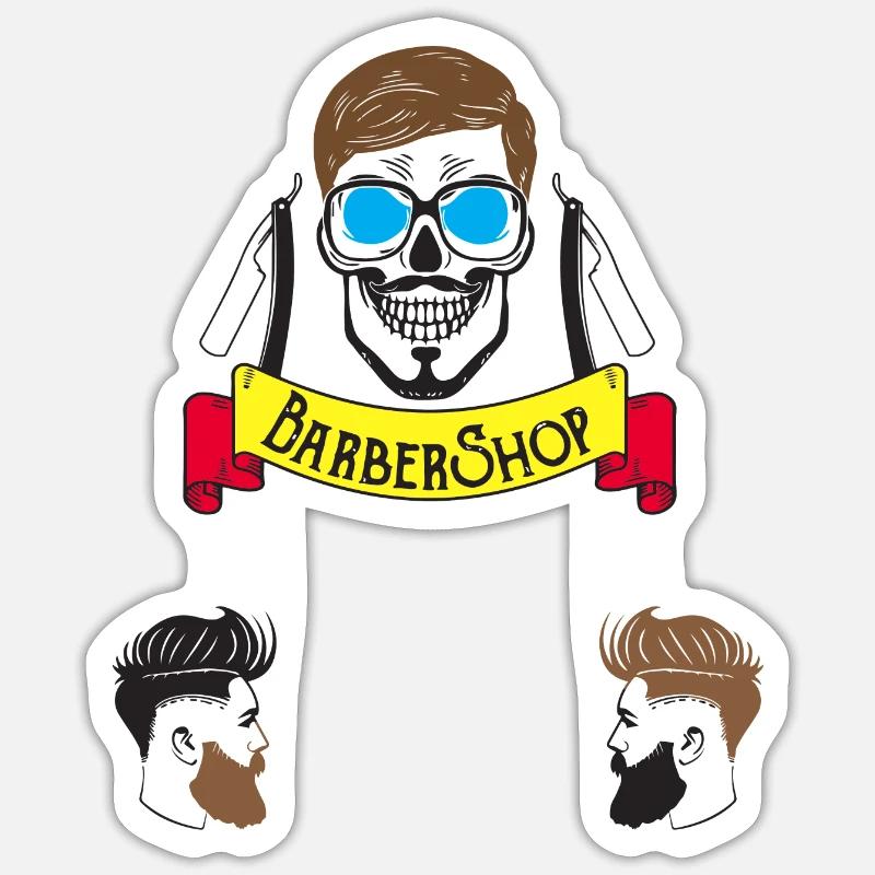 drôle, VIE DE BARBIER - Sticker taille S (10 x 10 cm) - blanc mat