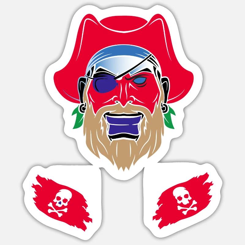 Conception de crâne de pirate - Sticker taille S (10 x 10 cm) - blanc mat