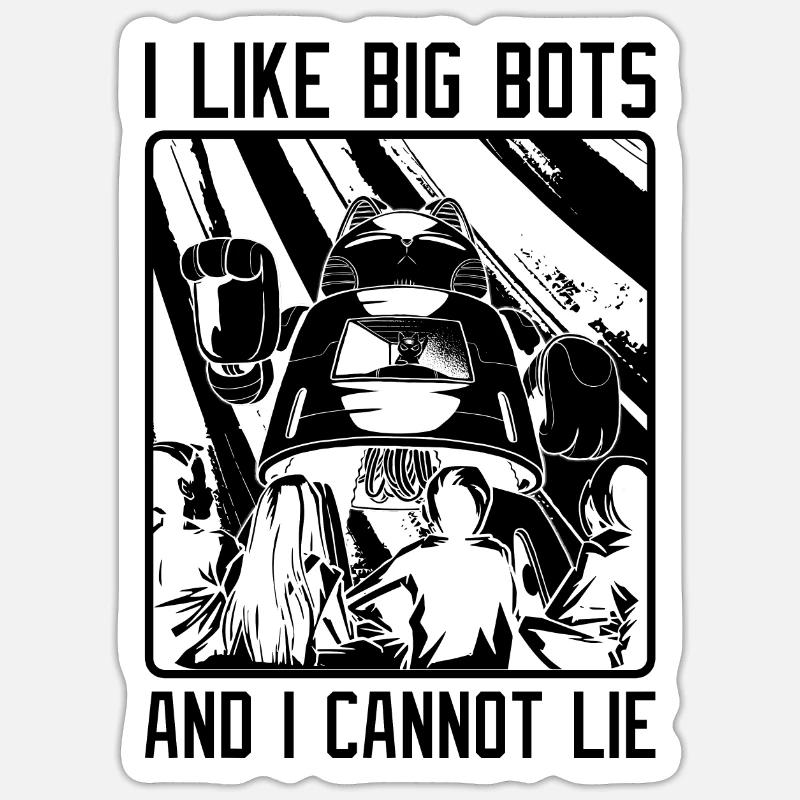 J’aime Big Bots Robotics Cyborg Robotics Engineer Sticker taille S (10 x 10 cm)