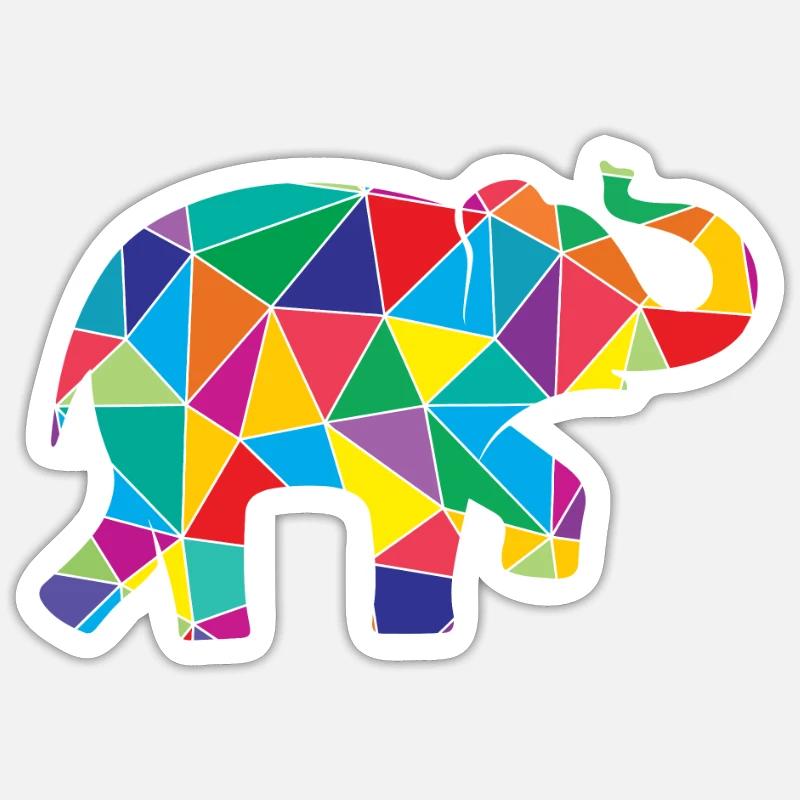 Éléphant Polygone Animal sauvage - Sticker taille S (10 x 10 cm) - blanc mat