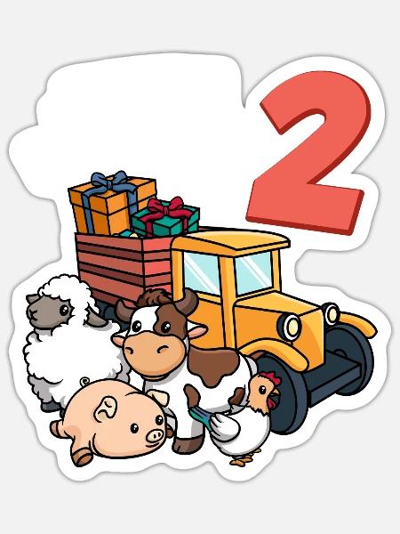 Ich bin schon 2 Traktor Trecker 2. Geburtstag - Sticker Größe S (10 x 10 cm) - Mattweiß