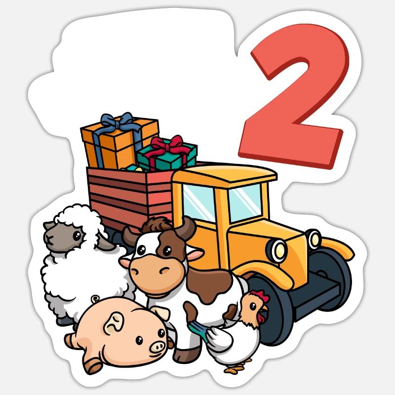 Ich bin schon 2 Traktor Trecker 2. Geburtstag - Sticker Größe S (10 x 10 cm) - Mattweiß