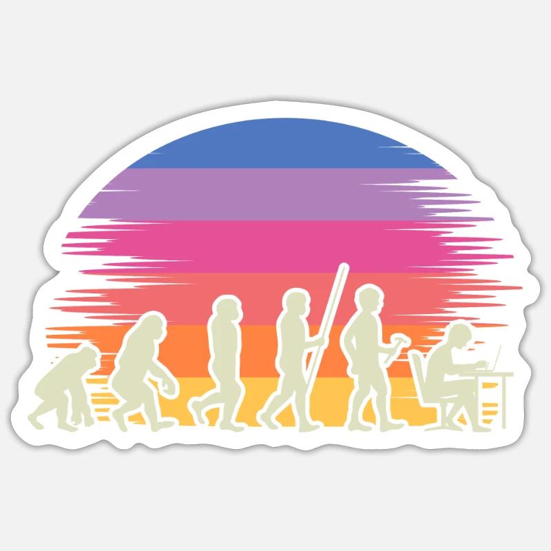 Evolution Gamer mit Laptop PC Gaming Evolution Sticker Größe S (10 x 10 cm)