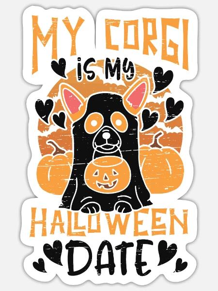 Kürbis-hundebesitzer-haustier-tier-hundcorgi My - Sticker Größe S (10 x 10 cm) - Mattweiß