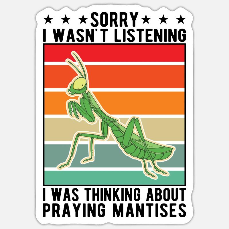 Gottesanbeterin Geschenk Mantis Fangschrecke - Sticker Größe S (10 x 10 cm) - Mattweiß