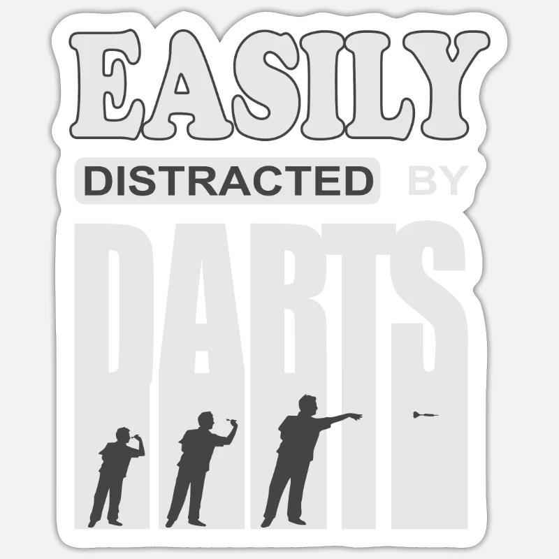 Dart cooler Spruch Easily distracted by Darts - Sticker Größe S (10 x 10 cm) - Mattweiß
