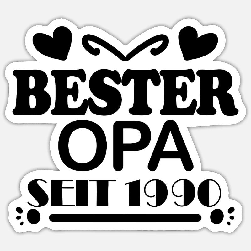 Bester Opa seit 1990 - Sticker Größe S (10 x 10 cm) - Mattweiß