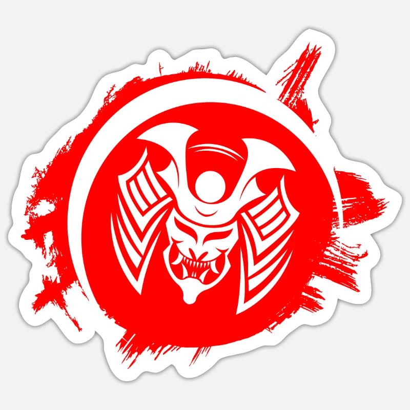 Samurai Samurai Mask Warrior Mask Oni Mask Sticker size S (10 x 10 cm)