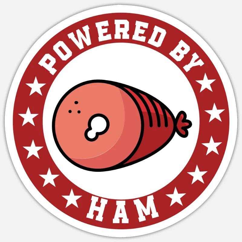 Propulsé par jambon - Sticker taille S (10 x 10 cm) - blanc mat