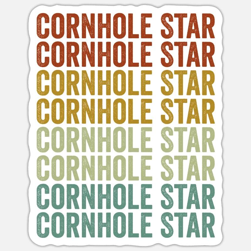 Cornhole Star Cornhole Player Cornhole Team - Sticker taille S (10 x 10 cm) - blanc mat