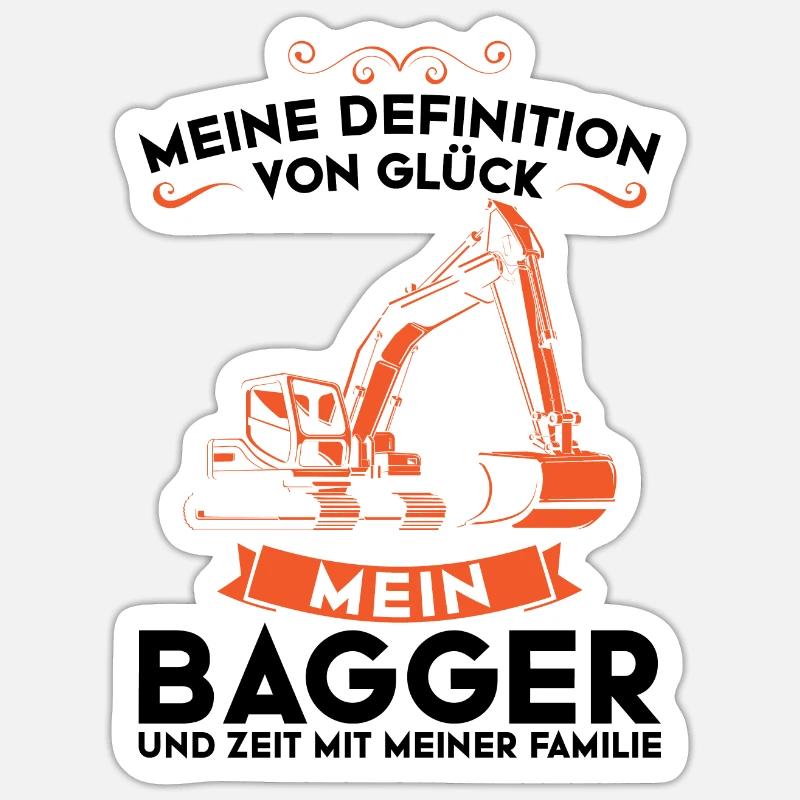 Bagger Fahrer Bauarbeiter Geschenk - Sticker Größe S (10 x 10 cm) - Mattweiß