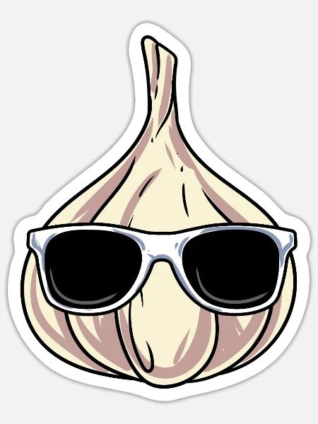 Knoblauch Knoblauchbrot Geschenk - Sticker Größe S (10 x 10 cm) - Mattweiß