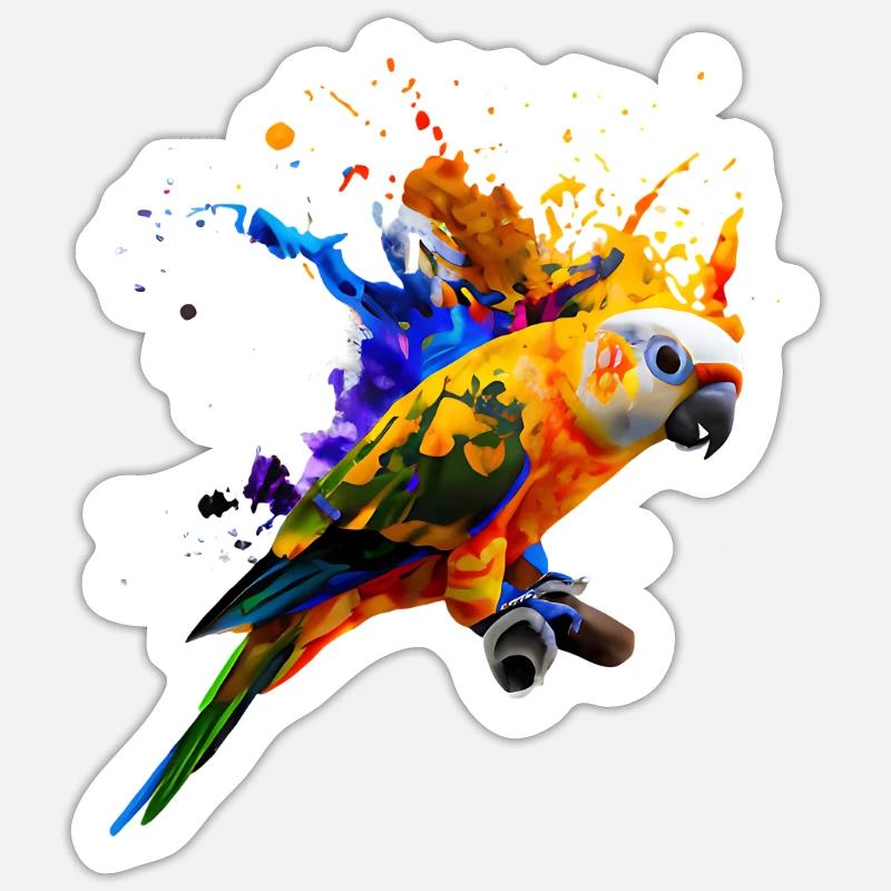 Perroquet - Explosion de couleur Sticker taille S (10 x 10 cm)
