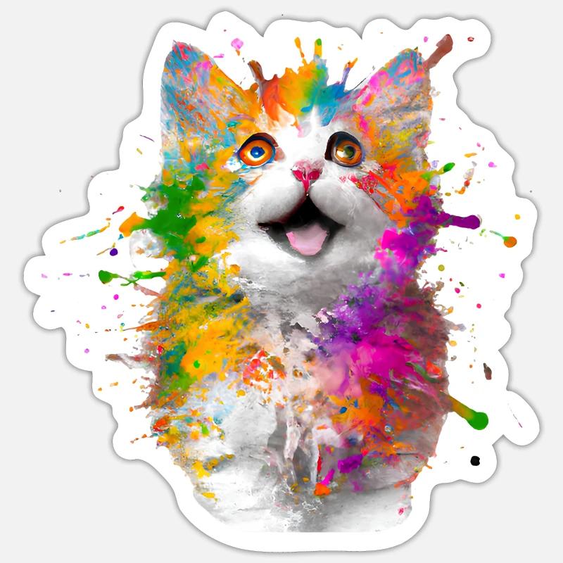 Artistic Cat - Sticker size S (10 x 10 cm) - white matte