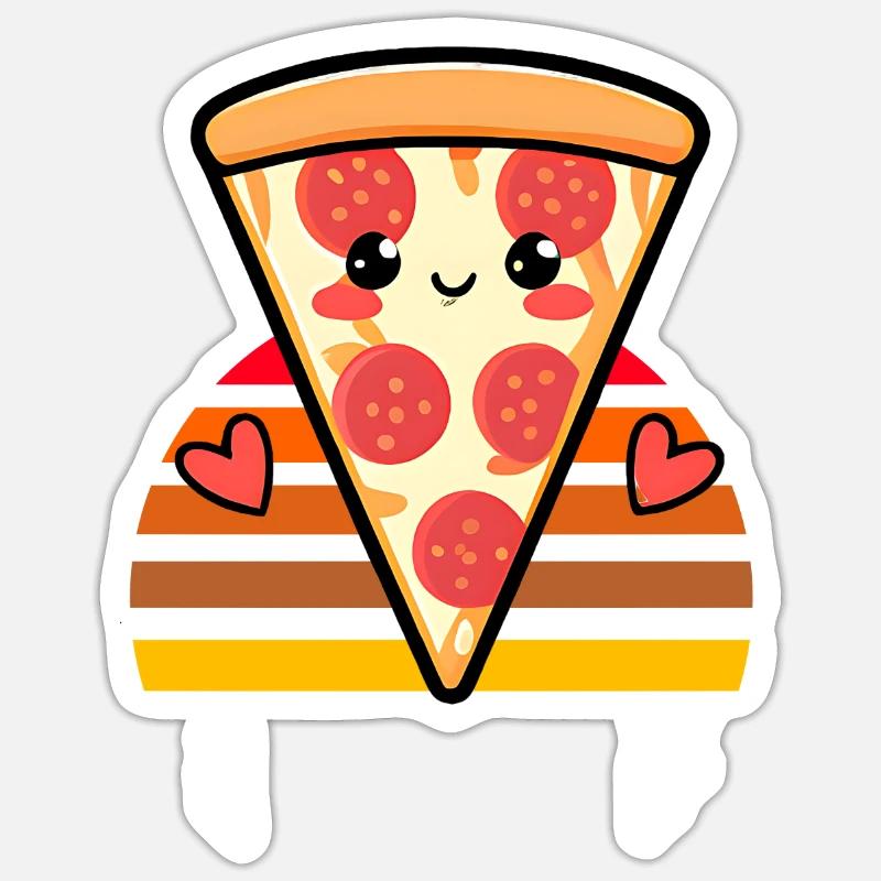 Cœurs de pizza - Sticker taille S (10 x 10 cm) - blanc mat