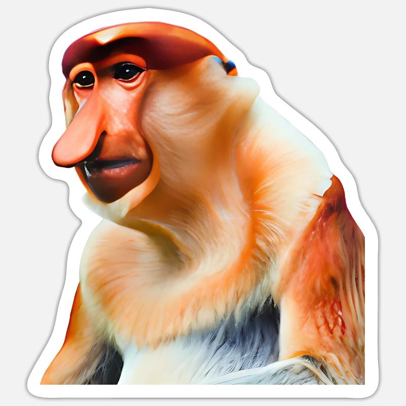 The exotic proboscis monkey - Sticker size S (10 x 10 cm) - white matte