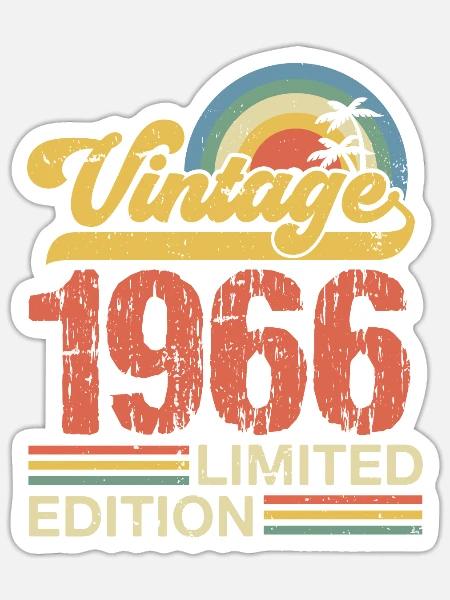 Limited Edition Vintage Geburtstag Jahrgang 1966 - Sticker Größe S (10 x 10 cm) - Mattweiß