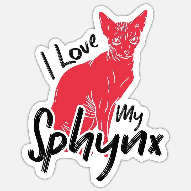 J’aime le propriétaire de mon chaton Sphynx - Sticker taille S (10 x 10 cm) - blanc mat