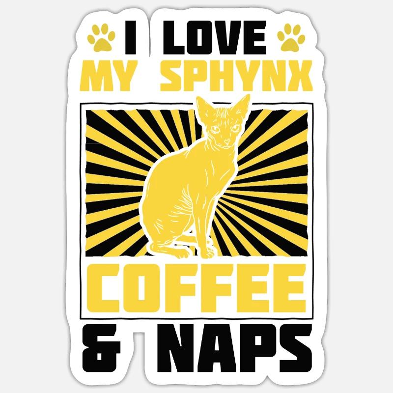 Café Sphynx et - Sticker taille S (10 x 10 cm) - blanc mat