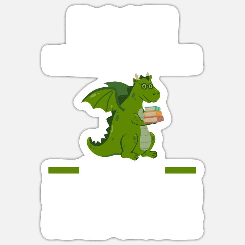 Drachen Bücher Buch Geschenk - Sticker Größe S (10 x 10 cm) - Mattweiß