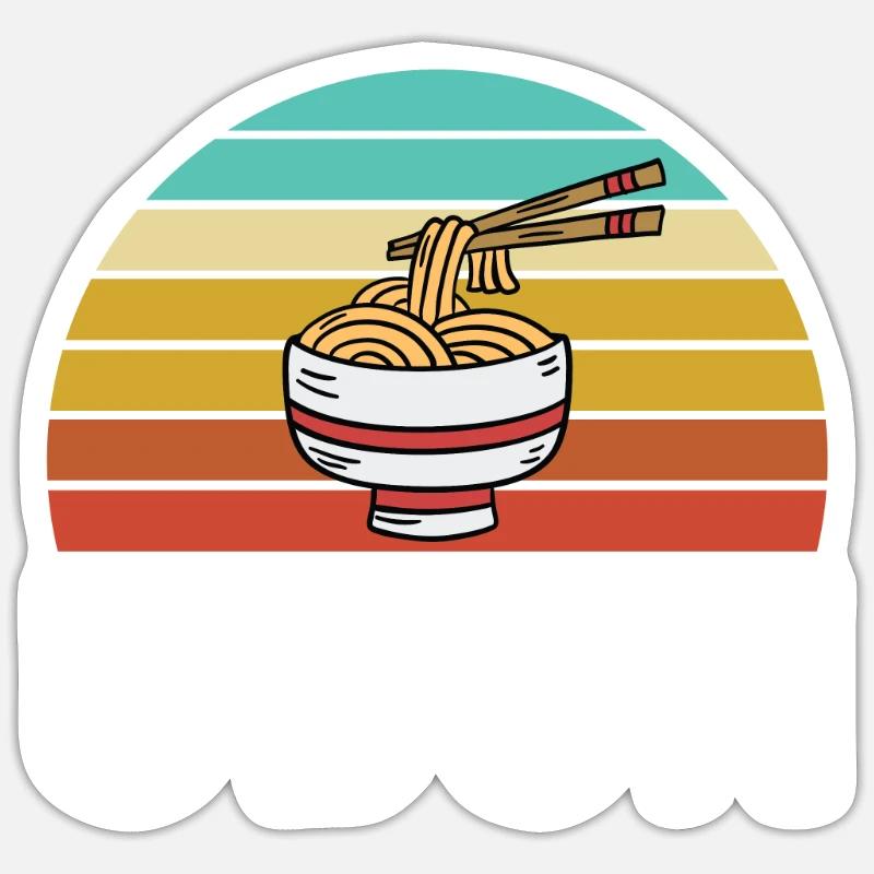 Retro Udon Nudeln Design - Sticker Größe S (10 x 10 cm) - Mattweiß