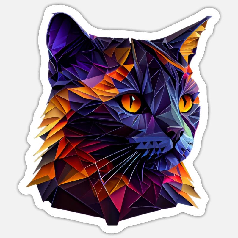 Cat Cats Kitten Polygon Cat - Sticker size S (10 x 10 cm) - white matte