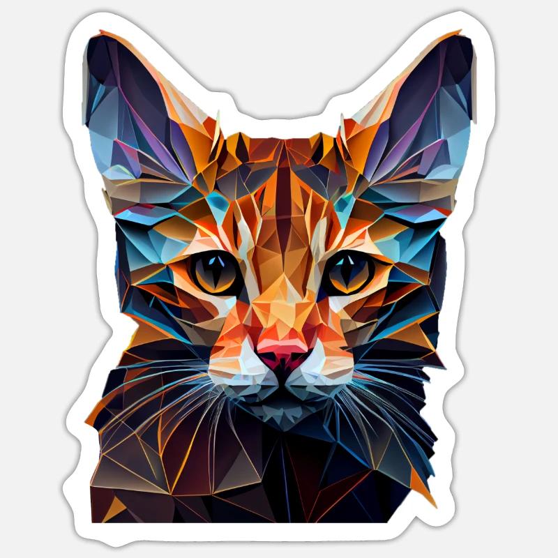 Cat Cats Kitten Polygon Cat - Sticker size S (10 x 10 cm) - white matte