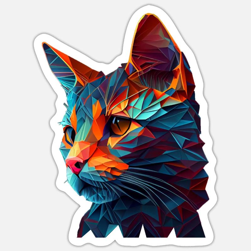 Katze Katzen Kätzchen Polygon Katze - Sticker Größe S (10 x 10 cm) - Mattweiß